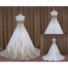 Apliques de calidad superior de encaje en todo el vestido de novia foto real